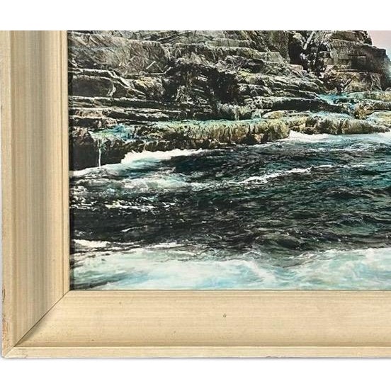 Gray Charles Henry Sawyer Signed Lacquered Hand Colored Photograph Bald Head Cliff Maine For Sale - Image 8 of 11