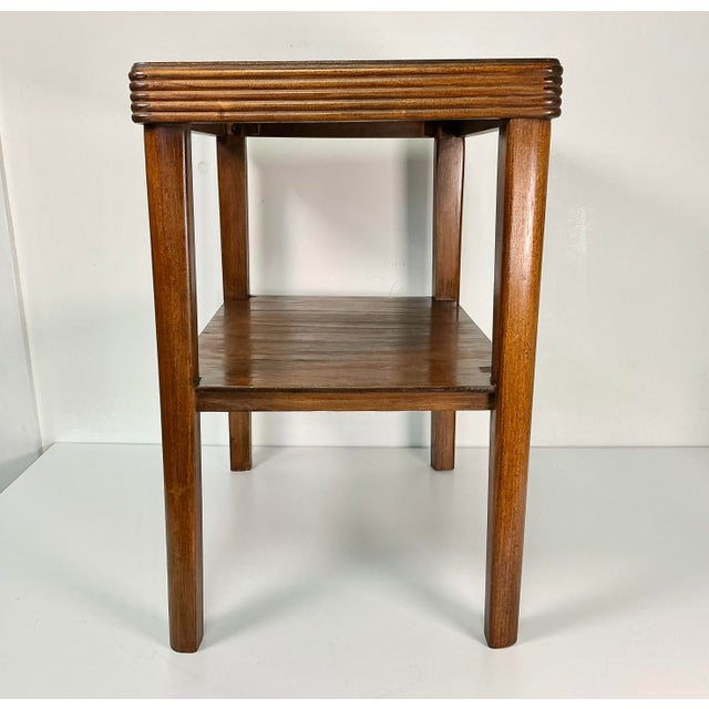 1930 Vintage Boho Chic Art Deco Wood Side Table, 2 Tier. For Sale - Image 9 of 16