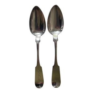 Pair of Coin Silver Serving Spoons r.a. Baird Circa 1850