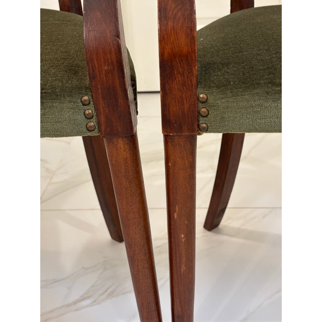 Petite Scale Mid-Century Italian Walnut Horseshoe Rail Back Armchairs - A Pair For Sale - Image 16 of 18