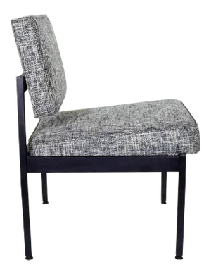 Vintage Knoll Style Industrial Chair in Black and Ivory Tweed, C. 1970's