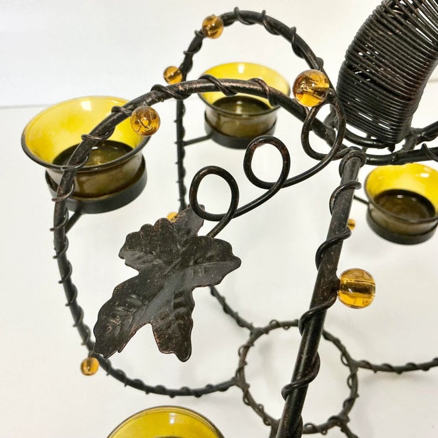 1980s 1980s Vintage Brutalist Boho Chic Metal Votive Candle Holder Pumpkin, Thanksgiving & Halloween For Sale - Image 5 of 10