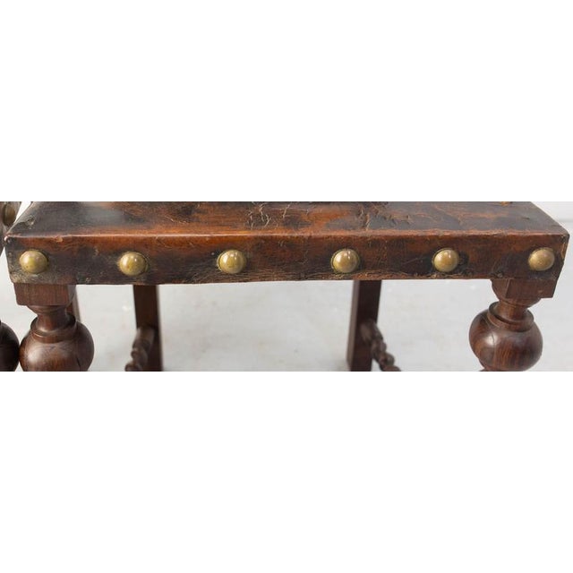 Middle Easter Oak and Leather Chairs with Studs 1920, Set of 2 For Sale - Image 15 of 18