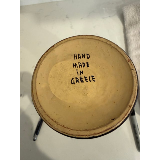 Made in Greece. Hand Painted 2 Handled Vase. 11 Inches Tall For Sale - Image 4 of 6