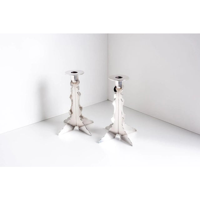 Robert Venturi Post Modern Silver Candleholders for Swid Powell For Sale - Image 4 of 12