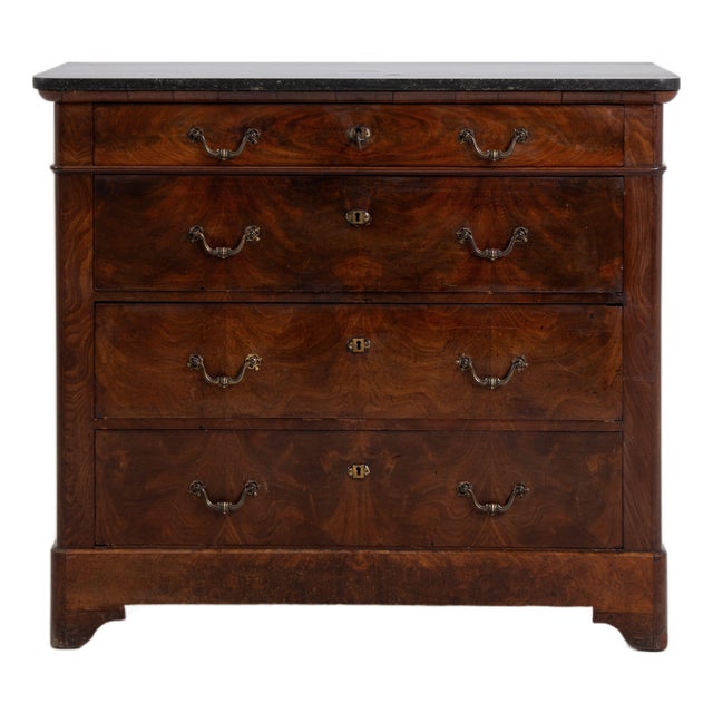 Mahogany Biedermeier Buffet With Marble Top France Mid 19th Century For Sale