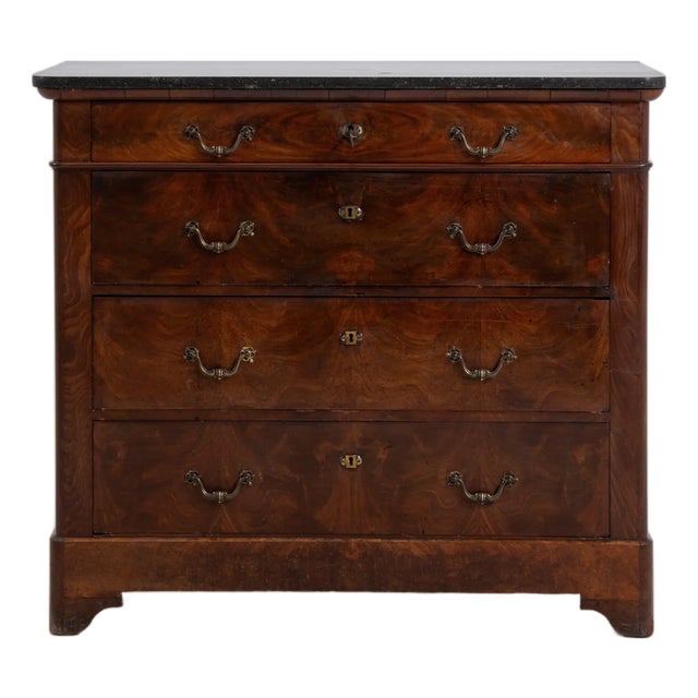 Mahogany Biedermeier Marble-Top Buffet, Antique, France, Circa 1860 For Sale