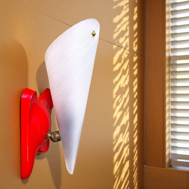 Red Mid-Century Modern French Red Plastic Adjustable Wall Sconce, 1960s For Sale - Image 8 of 14