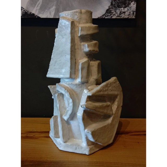 Contemporary Contemporary Cubist Sculpture Ceramic Vase For Sale - Image 3 of 8
