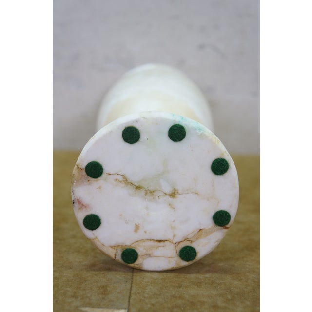 Vintage Carved Onyx Alabaster Grecian Style Flower Bud Vase Urn 10" For Sale - Image 13 of 13