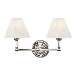 Hudson Valley Lighting Mark D. Sikes Classic No.1 2-Light Wall Sconce, Polished Nickel For Sale