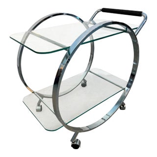 Mid-Century Glass and Chrome Bar Cart by George Mulhaser for Dia For Sale