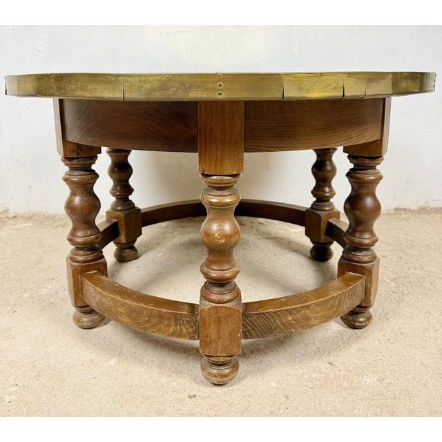 Spanish Center Table with Brass-Clad Top, 1960 For Sale - Image 6 of 11