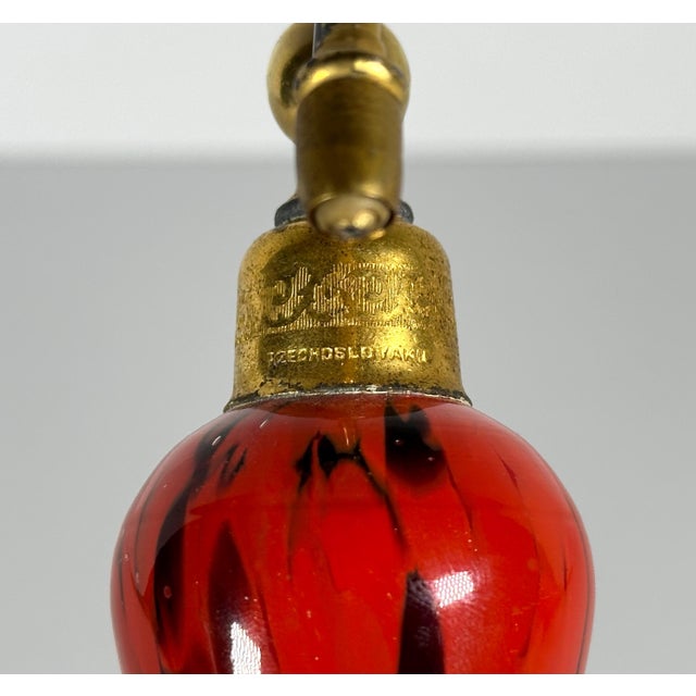 Early 20th Century Art Deco Czech Red & Black Swirled Glass Perfume Atomizer - 1930s For Sale - Image 5 of 10