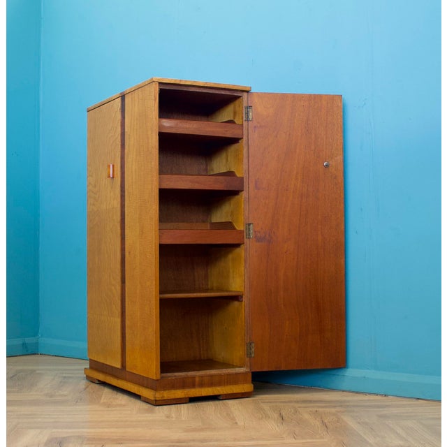 Art Deco British Birdseye Maple Tallboy Compact Wardrobe, 1930s For Sale - Image 3 of 15