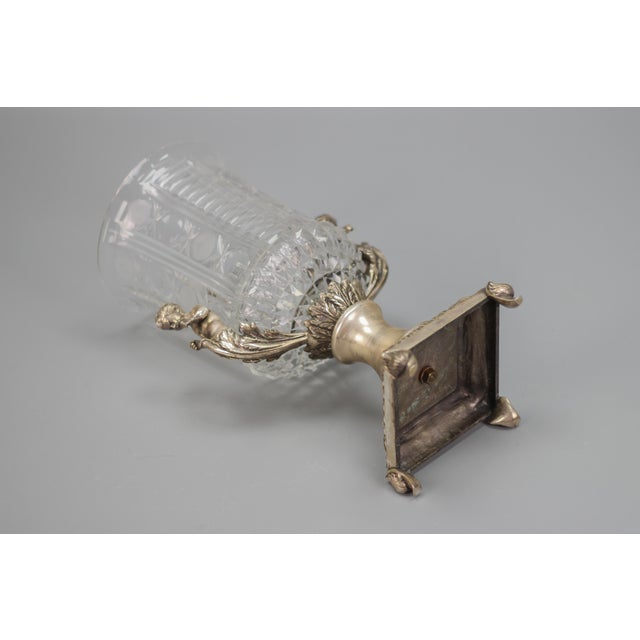Metal Czech Crystal Glass and Brass Vase with Cherubs, 1970s For Sale - Image 7 of 18