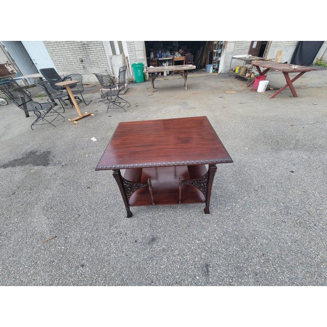Great 19th Century English Mahogany Detail Carved Center Table. For Sale - Image 13 of 16