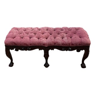 1960s Chippendale-Style Carved Mahogany Bench For Sale