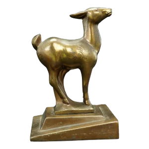 1934 Single Deco Frankart Doe Bookend in Gray Metal