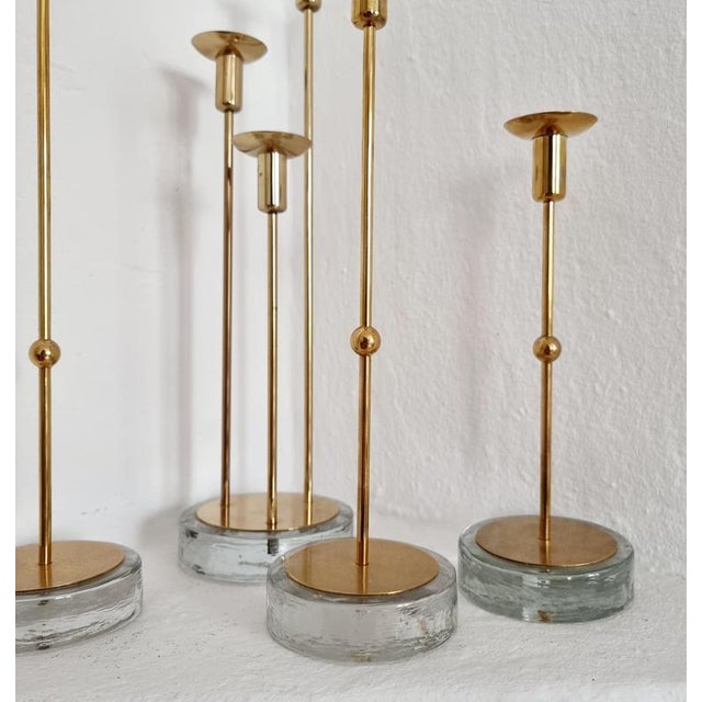 Candleholders in Brass and Glass by Gunnar Ander, 1960s, Set of 4 For Sale - Image 6 of 15