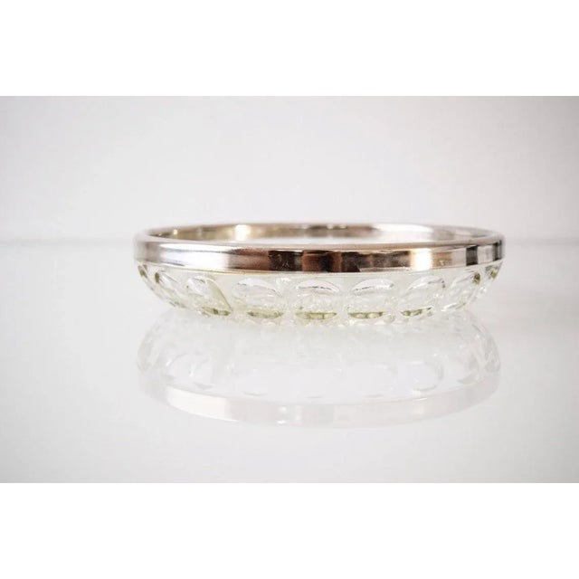 Mid-Century Modern Vintage Mid Century Modern Crystal Glass Bowl With Silver Rim 1950s For Sale - Image 3 of 6