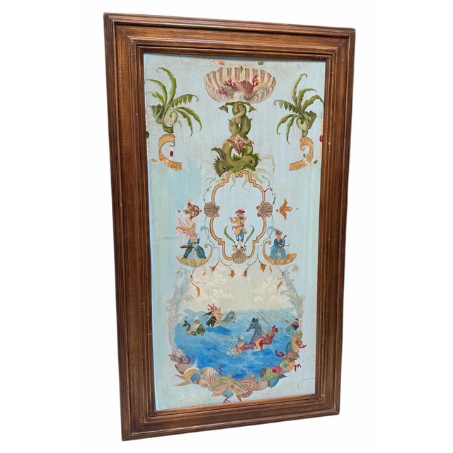 Chinoiserie Tony Duquette Style Chinoiserie Oil Painting on Board W Monkeys For Sale - Image 3 of 4