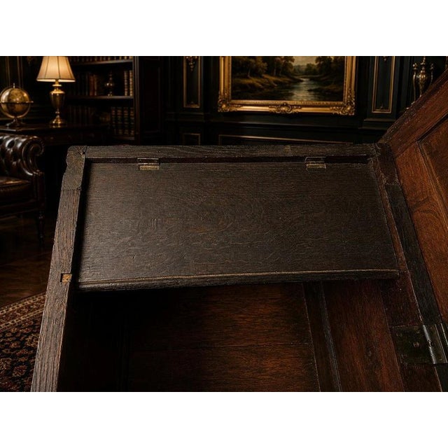 Large Victorian Oak Mule Chest Coffer with Drawers & Carved Initials For Sale - Image 11 of 12