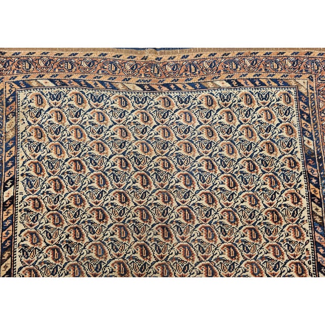 Late 19th Century Afshar Tribal Rug, Hand-Knotted Wool, All-Over Paisley Geometric Pattern, Ivory & Brown, 4x6 For Sale - Image 12 of 18