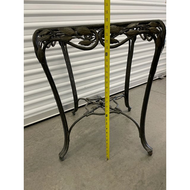 1960s Verdigris Tree Branches Wrought Iron Glass Top Table & Chairs in the Manner of Giacometti For Sale - Image 11 of 12