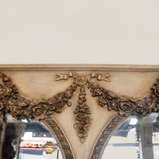 Louis XVI Style Triple Arch Trumeau Mirror, 19th Century For Sale - Image 9 of 11