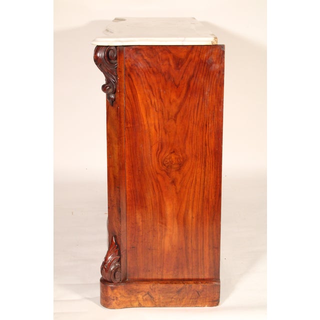 English Victorian Burl Walnut and Walnut Two Door Cabinet With Marble Top For Sale - Image 4 of 13