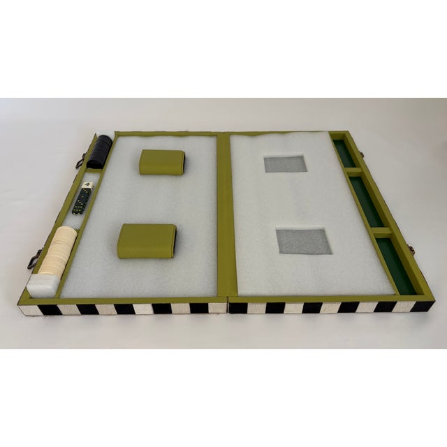 White MacKenzie-Childs Cowhide Backgammon Set For Sale - Image 8 of 11