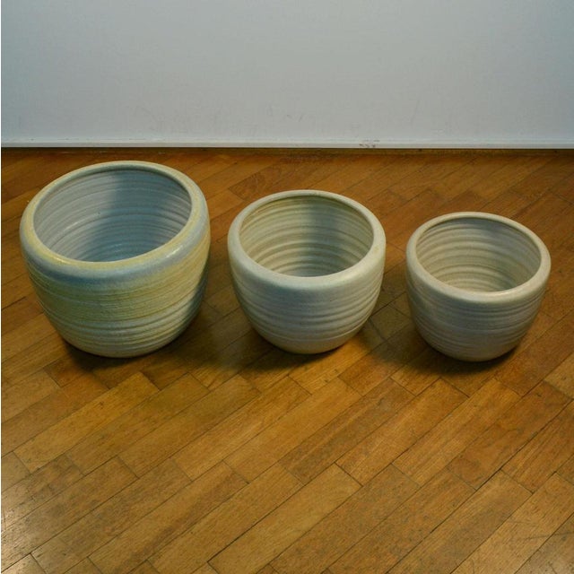 Large Cream White Ceramic Studio Pottery Plant Pots from Mobach 1980s, Set of 4 For Sale - Image 13 of 18