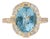 14k Gold Art Deco 3.49ct Oval Aquamarine Diamond Chic Cocktail Ring Size 4 For Sale