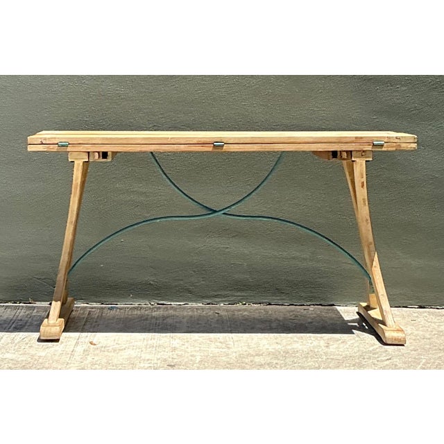 Vintage Wood and Metal Extendable Console Table For Sale - Image 18 of 18