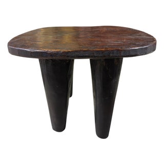 Vintage African Carved Wood Senufo Milk Stool 13" W For Sale