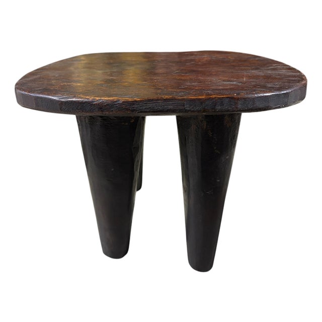 Vintage African Carved Wood Senufo Milk Stool 13" W For Sale