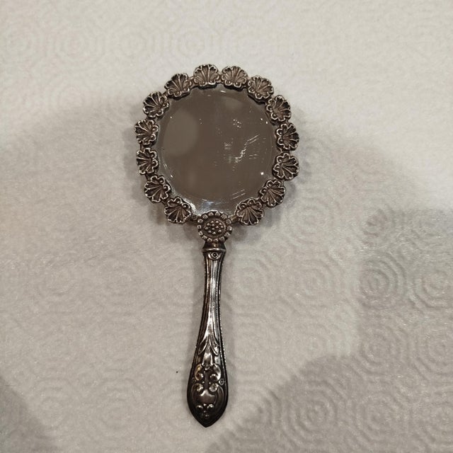 Silver Hand Mirror, 1930s For Sale - Image 3 of 12