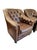 Restoration Hardware Distressed Leather Club Chair – Tufted English Library Lounge Chair With Rolled Arms & Brass Casters For Sale - Image 14 of 17