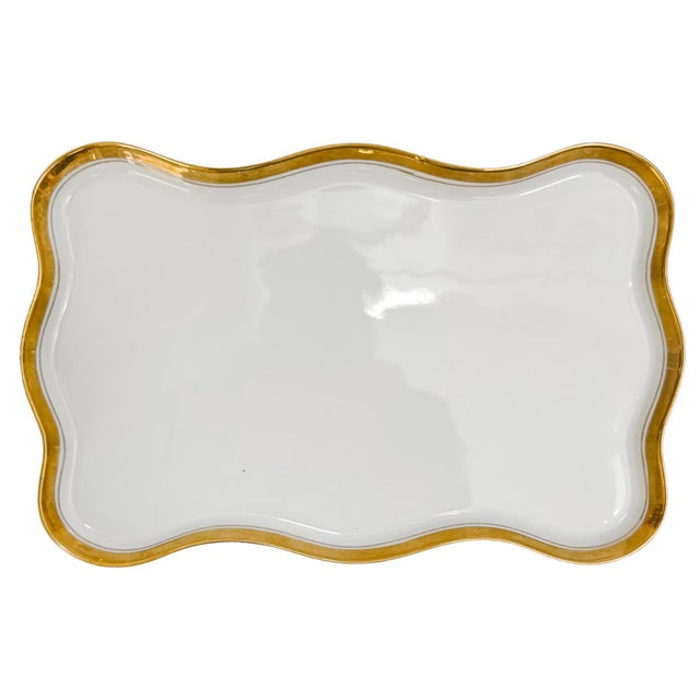Vintage White Porcelain Gilded Pots De Crème Set With Matching Scalloped Tray For Sale - Image 10 of 11