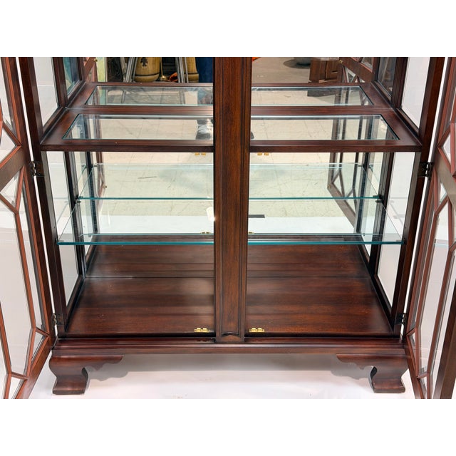 Late 20th Century Georgian Style Mahogany Display Cabinet With Glazed Doors For Sale - Image 9 of 12