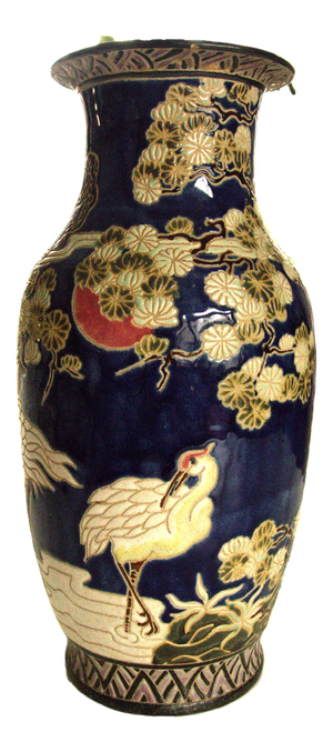 Vintage Relief Faience Vase, 1960s