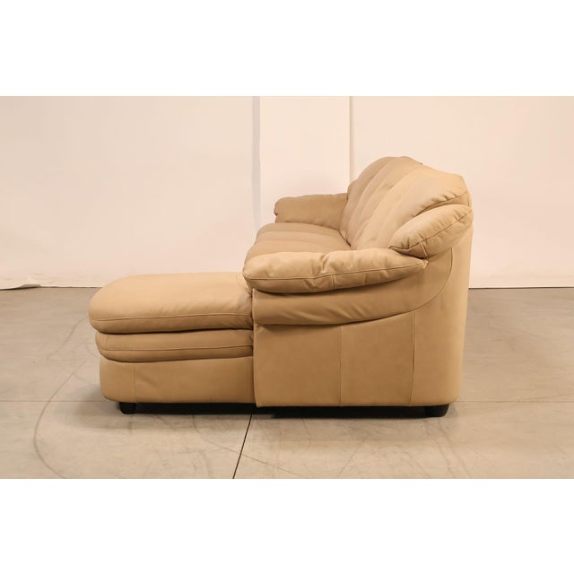 Italian Made Leather Sectional Sofa With Chaise For Sale - Image 16 of 18