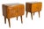 Italian Bedside Tables in Birch, Brass and Glass, 1960s, Set of 2 For Sale