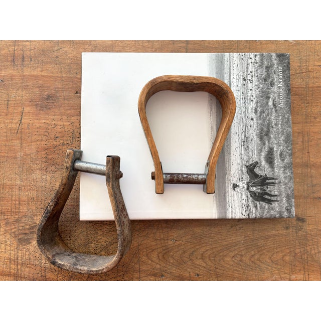 Rustic 1940s Western Horse Saddle Stirrup, a Mismatched Pair For Sale - Image 3 of 8