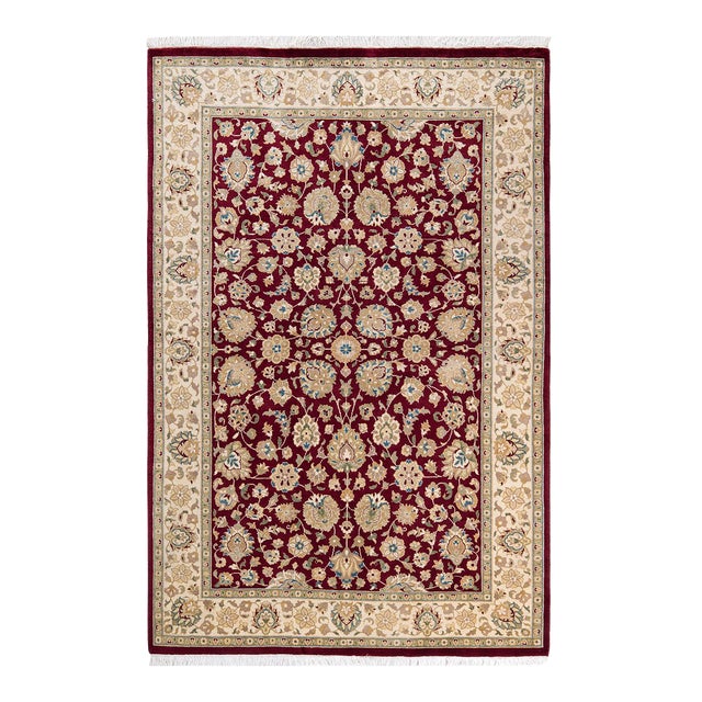 Mogul, One-of-a-Kind Hand-Knotted Area Rug - Red, 4' 3" x 6' 3" For Sale
