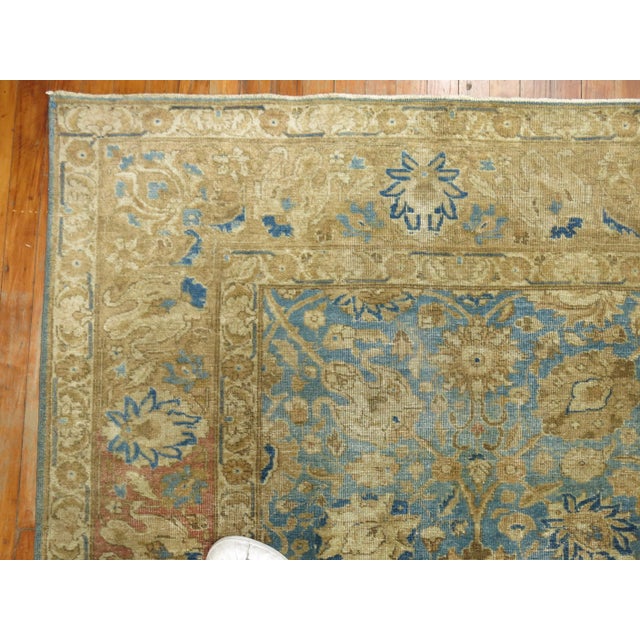 Antique Zabihi Collection Persian Tabriz Blue Soft Brown Rug - 7'3" x 9'10" For Sale - Image 10 of 11
