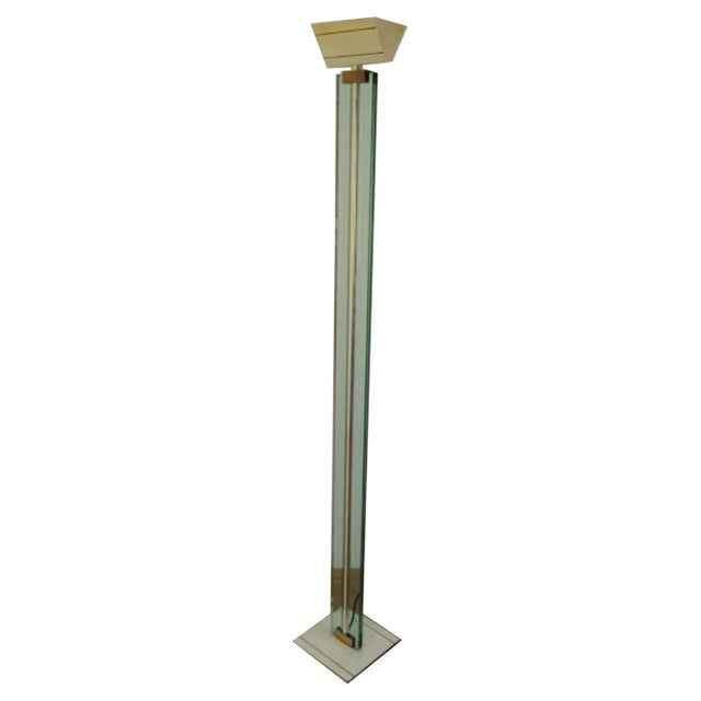 Glass, Brass and Lacquered Metal Floor Lamp, Circa 1970 For Sale - Image 11 of 11