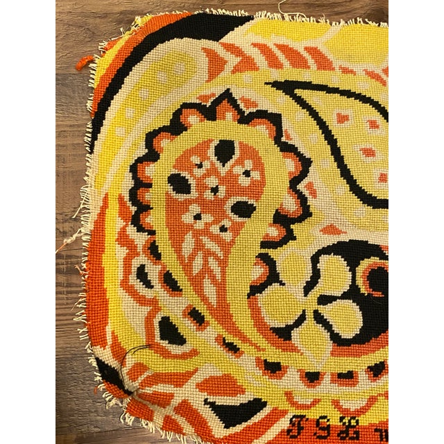 1970s Large Paisley Mod Needlepoint For Sale - Image 9 of 11