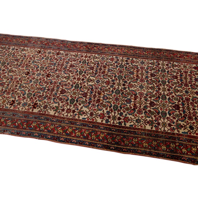 Antique Persian Bidjar Handmade Allover Floral Multicolor Wool Runner For Sale - Image 9 of 10